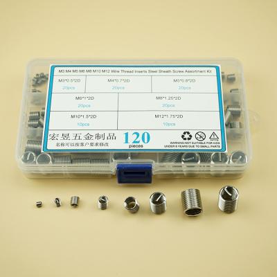 Cina Around 120 pieces/set m3-m12 wire repair slotted self tapping screw stainless steel wire sheath combination border box in vendita