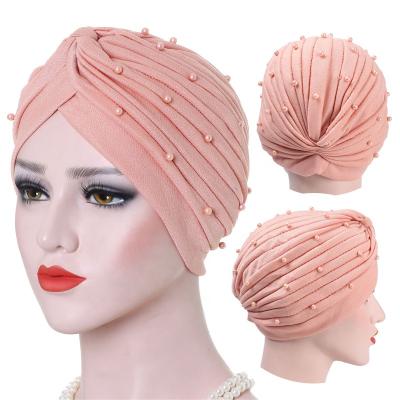 China Fashion Soft Cotton Beading Muslim Hijab Women Headscarf Femme Musulman Islamic Wrap Head Turbante Mujer Fold Turban for sale