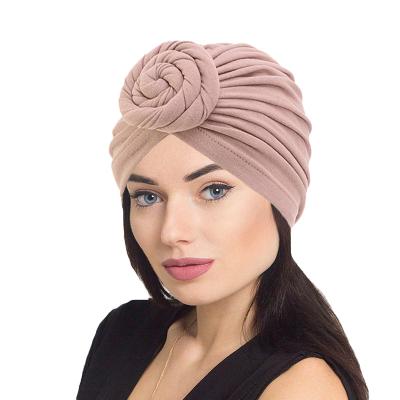 China Fashion Solid Color India Turban Hood Wrap Hijab Hat Arab Headdress Muslim Women Inner Hijab Hats Prepare For Wearing for sale