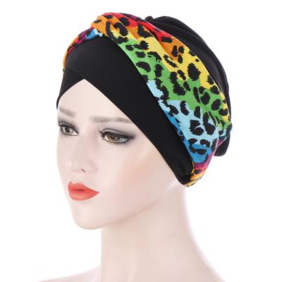 China Fashion Cross Front Wrap Arab Women Head Scarf Turban Covers Printed Hijab Hood Bohemian Inner Hijabs For Hat Muslim Headdress for sale