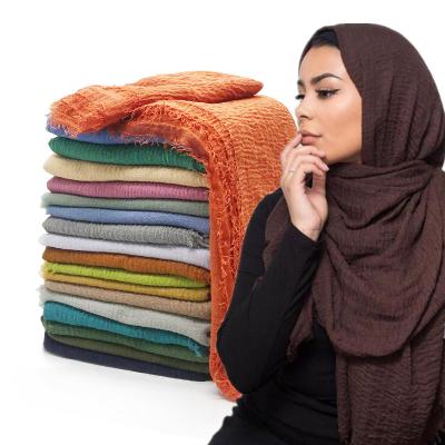 China Muslim best wraps shawls and women ruffles head hijab scarf scarves turban shawls and wraps ruffles wholesale cotton hijab 180*90cm for sale