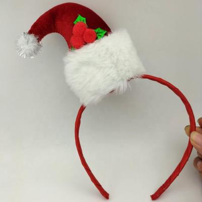 China European And American Style Customized Velvet Christmas Santa Hat Headband For Kids Christmas Gift for sale