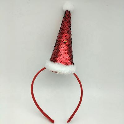 China European and American Style Girls Christmas Headbands Sequins Santa Hat Headband for Kids Christmas Gift for sale