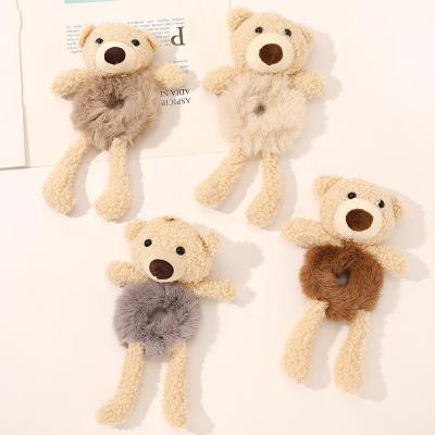 China European and American Style 3D Cartoon Teddy Bear Rabbit Hair Scrunchies for Kids Girls Hair Ring Women Hair Accessories for sale