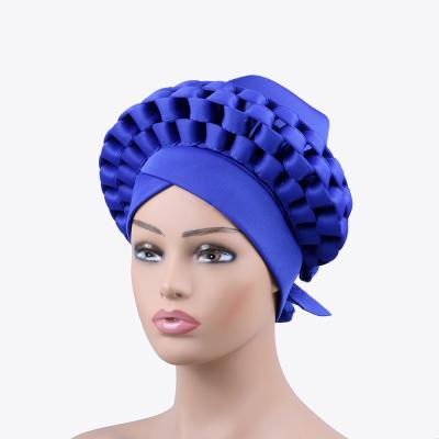 China Fashion Women Gele Headties Auto Nigerian Turban Covers Cross Ready To Wear Adjustable Wraps Head Cover Muslim African Muslim Braid Turbans for sale