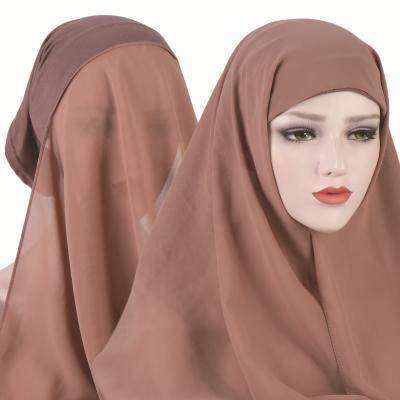 China Custom made long underscarf simple chiffon snap hijab with inner tank top cowl hat neckerchief shawl scarf for sale