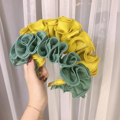 China New and American style fashion women's new and American style flower headband European fresh flower headband pleated hair circle for girls hair accessories for sale