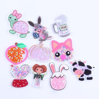 China Europe Resin Quicksand Sequin Shaker Flat Animal Back For Decorate Hair Bow Center for sale