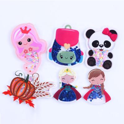 China Europe Girl Series Quicksand Glitter Shaker Flat Back Custom Planar DIY Resins Acrylic Hair Bows for sale