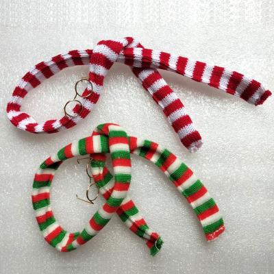 China Christmas Red and Green Striped Scarf Fabric Glasses Mask Elf Doll Clothes Accessories for sale