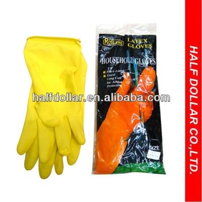 China Household Latex Cleaning Glove/Long Latex Household Gloves Kitchen Latex Flocklined Household Rubber Natural Gloves for sale