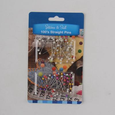 China White Straight Pin Kit 50pcs Sewing Pins With 50pcs Colored Pins Custom for sale