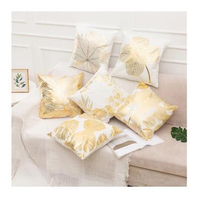 China Wholesale Custom Pillow Cover Gold Foil Case Tile Anti-pull Printing Home Decor Bronzing Cushion Cover for sale