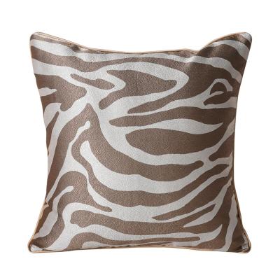 China Wholesale Custom Anti-Static Zebra Pattern Texture Pillow Covers Satin Abstract Geometric Jacquard Luxury Cushion Cover for sale