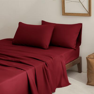 China Nondisposable Hot Sale 100% Polyester Bed Sheet Set Brushed Solid Color Super Soft Bedding Set for sale