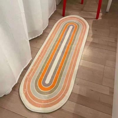 China Factory Direct Sale Bedroom Room Rainbow Runway Fur Rug And Blanket Non-Slip Fluffy Small Area Rugs for sale