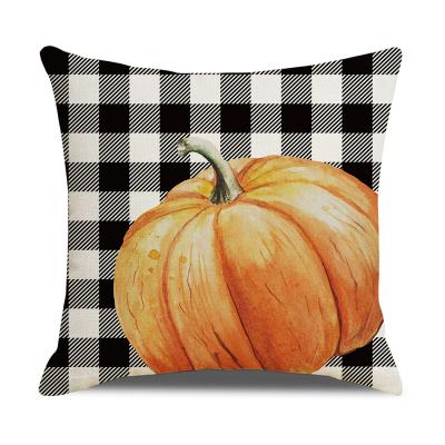 China Anti-Pull Wholesale 18x18 Inch Decoration Pillow Covers Stripes Pumpkin Thanksgiving Autumn Plaid Blanket for sale