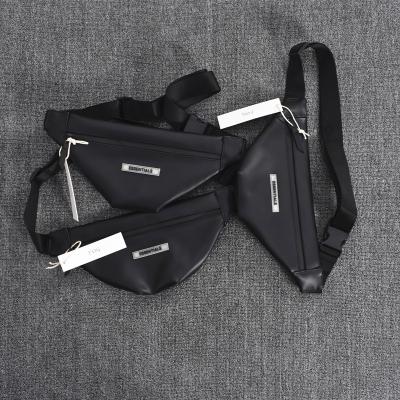 China Fashion Summer High Street Two Line Waterproof Leather Waistsack For Women Men Chest Bag Shoulder Triangle Pouch for sale