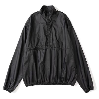 China Autumn QUICK DRY Men'S Black Nylon Long Sleeve Anorak Hip Hop High Street Upper Body Kanye Windproof Breathable Jacket for sale