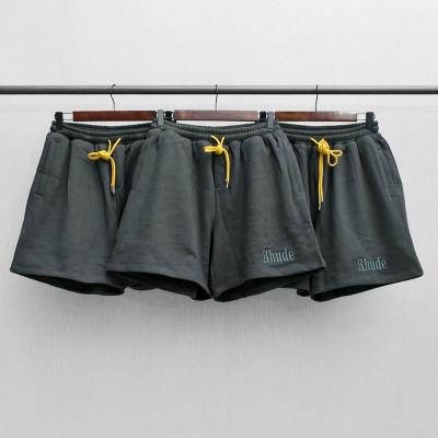 China Street Viable Embroidery SummerHigh Solid Color Shorts Men's Custom Drawstring Gray Shorts Beach Pants Summer Dark Shorts for sale