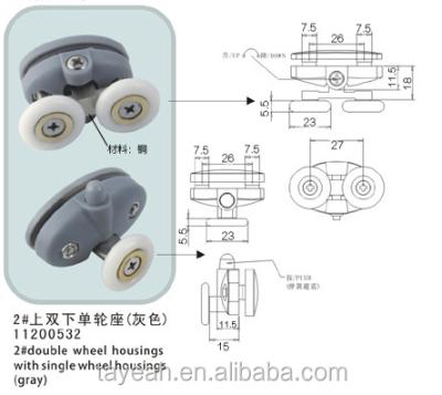 China Smoothly Shower Room Accessories 4mm To 6mm Gray Roller Pulley For Sliding Door for sale