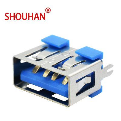 China USB AF10.0 series usb smt connector short body straight edge 4 bule terminals 180 degree acrylic usb inner socket for sale