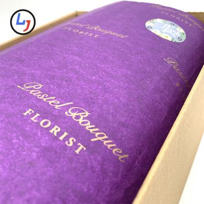 China Logo Printing Lavender Purple Color Wrapping Moisture Proof Recycled Customized Tissue Paper For Clothing Packaging Shoes for sale