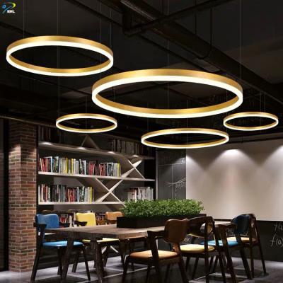 China 80lm/W Contemporary Minimalist Circle Hanging Decorative Ceiling Round Pendant Lights Nordic Modern Design Ring Led Chandeliers for sale