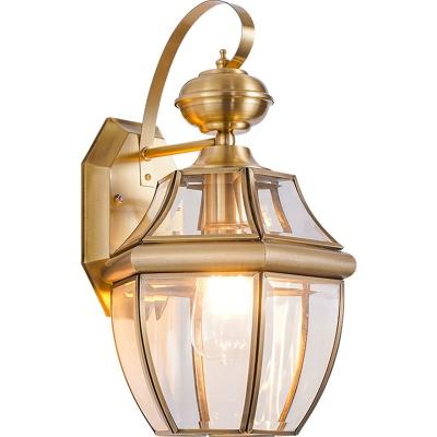 China Retro Polycarbonate Dropshipping Wall Lamp Outdoor Brass Waterproof IP65 LED Sconces Lighting for Home Porch Yard for sale