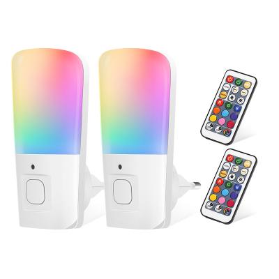 China Modern Remote Control RGB LED Night Light Colorful Dimmable For Kids Children For Living Room Plug In Eu Plug for sale