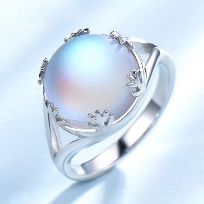 China Female Customization Ring Fashion 925 Sterling Silver Sterling Silver Aurora Moonlight Gemstone Wholesale Office/Career Ring for sale