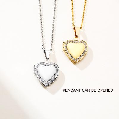 China Newcomer FASHIONABLE Manufacturer Heart Set Diamond Ladies Stainless Steel AAA Zircon Pendant Necklace for sale