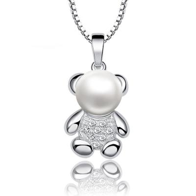 China 2019 OBE Career Office/Newcomer factory price direct sale no allergy or discoloration silver teddy bear necklace 925 for sale