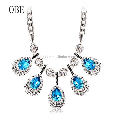 China New Fashion Wholesale Ladies Large OBE Gemstone Necklace Crystal Jewelry Chunky Fancy Design for sale