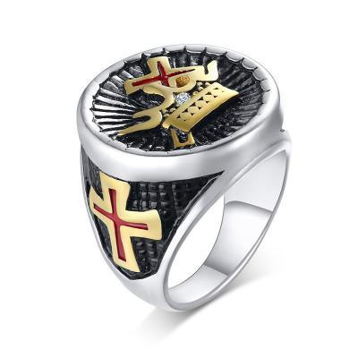 China New Arrival Stainless Steel OBE Factory Direct Sale Stainless Steel Crown Mount Ring Men Jerusalem Cross Ring for sale