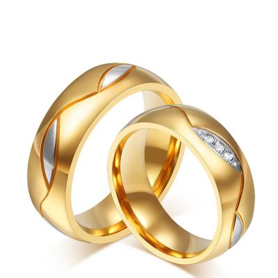 China Wholesale New Arrival Stainless Steel OBE Width 6mm Classic Lover Titanium Steel Finger Ring Micro-inlaid Ring Gold for sale