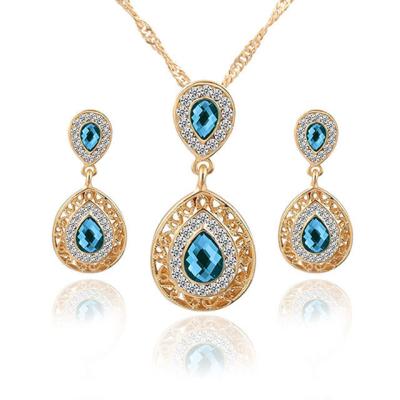 China ALLOY 2019 Brand New OBE Wholesale Price High Quality Water To Drop Three Piece Crystal Jewelry Pendant Set for sale