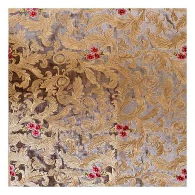 China Breathable Arabic Morocco Embroidered Modern Luxury Floral Embroidery Fabric Hometextile Polyester Sofa Fabric for sale