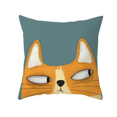 China Orange Sofa Cushion Covers Cartoon Cute Cat Rabbit Throw Pillow Case Anti Dust Mite 45x45 Digital Printing Nordic Covers for sale