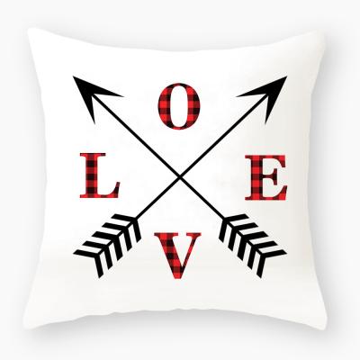 China Anti dust mite 2022 Valentine Cushion Cover Soft Comfortable decorations printing Valentine Pillow Case Valentine Velvet pillow covers for sale