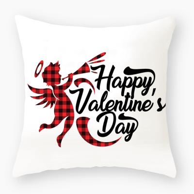 China Wholesale Soft Square Print Valentine Cushion Covers Anti Dust Mite China Velvet Pillow Case Love Letter for sale