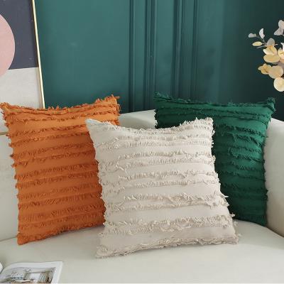 China Custom Wholesale Home Decorative Striped Cotton Anti Dust Mites Sublimation Striped Cotton Pillow Case Cushion Canvas Covers for sale