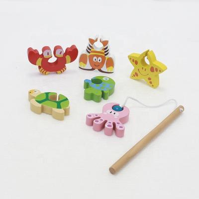 China Toy Lovely Marine Theme Educational Toy High Quality Wooden Wooden Go Fishing Game For Kids for sale