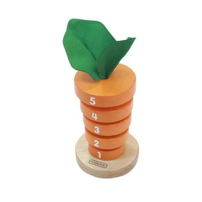 China Toy Infant Educational Toy Wooden Educational Stacking Carrot Toy Shape and Number Matching Game for sale