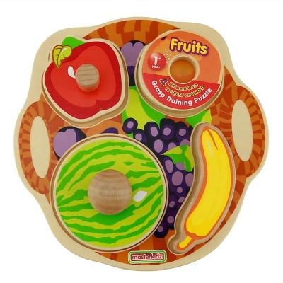 China High Quality Cartoon Toy Wood Puzzles Toddlers Fruit Themed Puzzles Button Puzzles Gift For Baby for sale