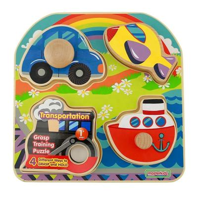 China Cartoon Toy High Quality Beech Wood and Plywood Toy Toddler Transportation Knob Jigsaw Puzzles for sale