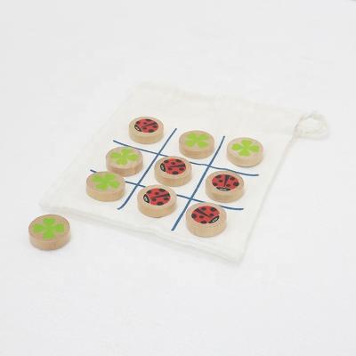 China Wholesale Wooden Wooden Tic Tac Toe Game Game With Cloth Bag Portable Game For School And Home for sale