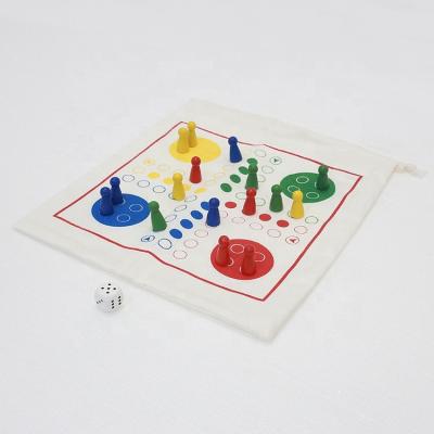 China Wholesale Wooden Educational Toy Ludo Travel Game Dice Board Game Chess With Cloth Bag For Boys And Girls for sale