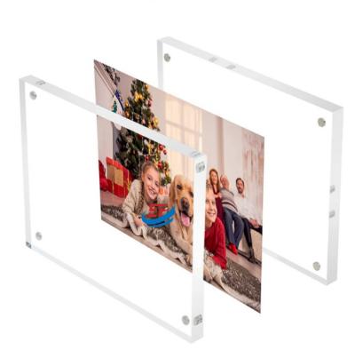 China Strong Magnetic Photo Display Holder Clear Double Sided Acrylic Frame for sale