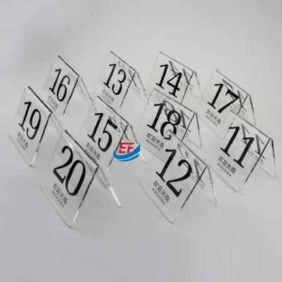 China Double Side Clear Acrylic Table Number Tent for Party Banquets for sale